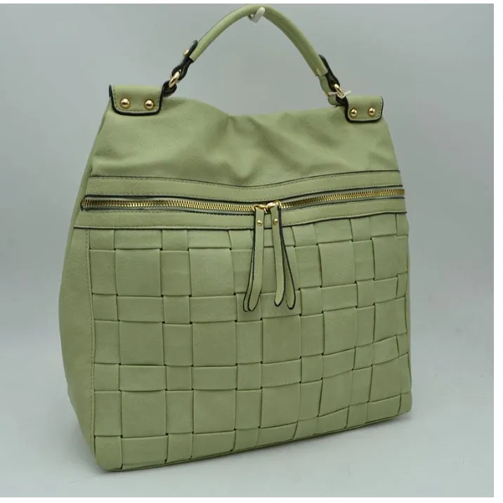 Weaving pattern backpack - sage